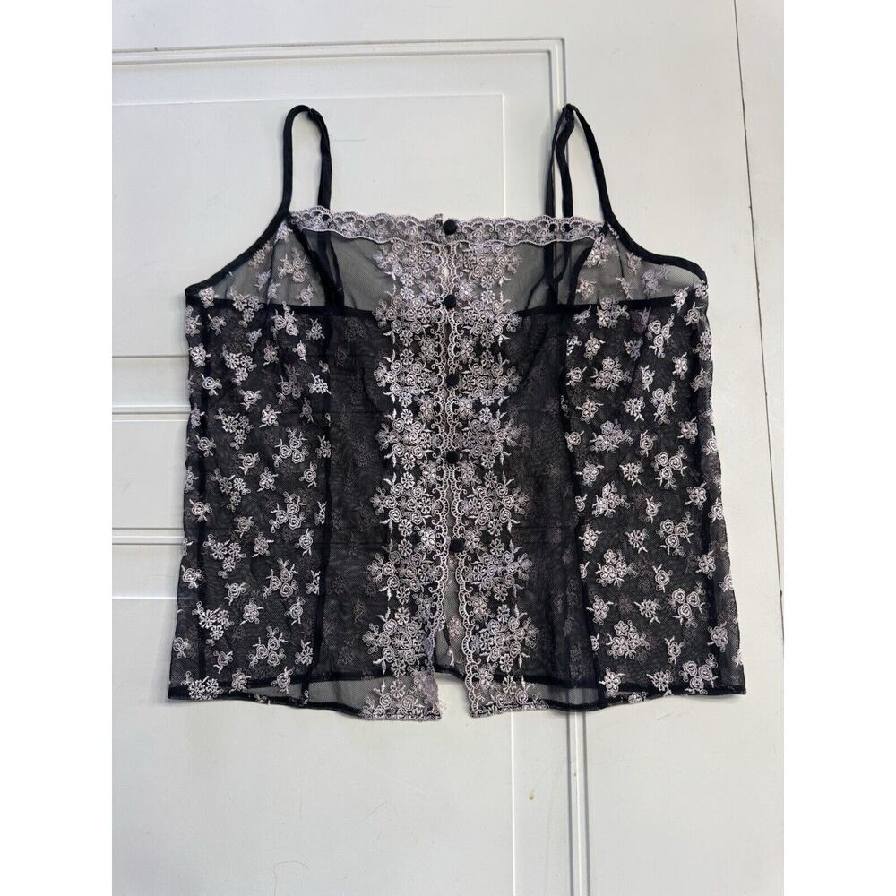 Victorias Secret Vintage Mesh Cami Top Size M Pink Floral Embroidered Coquette - Picture 1 of 6